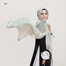 Islamic Women Gradient Color Hijab Turban Head wrap Cover Stole Scarves Shawl