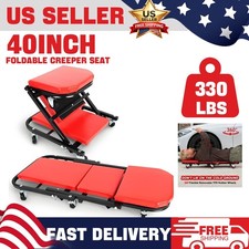 40 Red Fold Upholstered Seat Rolling Mechanic Creeper Auto Repair Garage Stool 40 Red Fold Upholstered Seat Rolling Mechanic Creeper Auto Repair Garage Stool