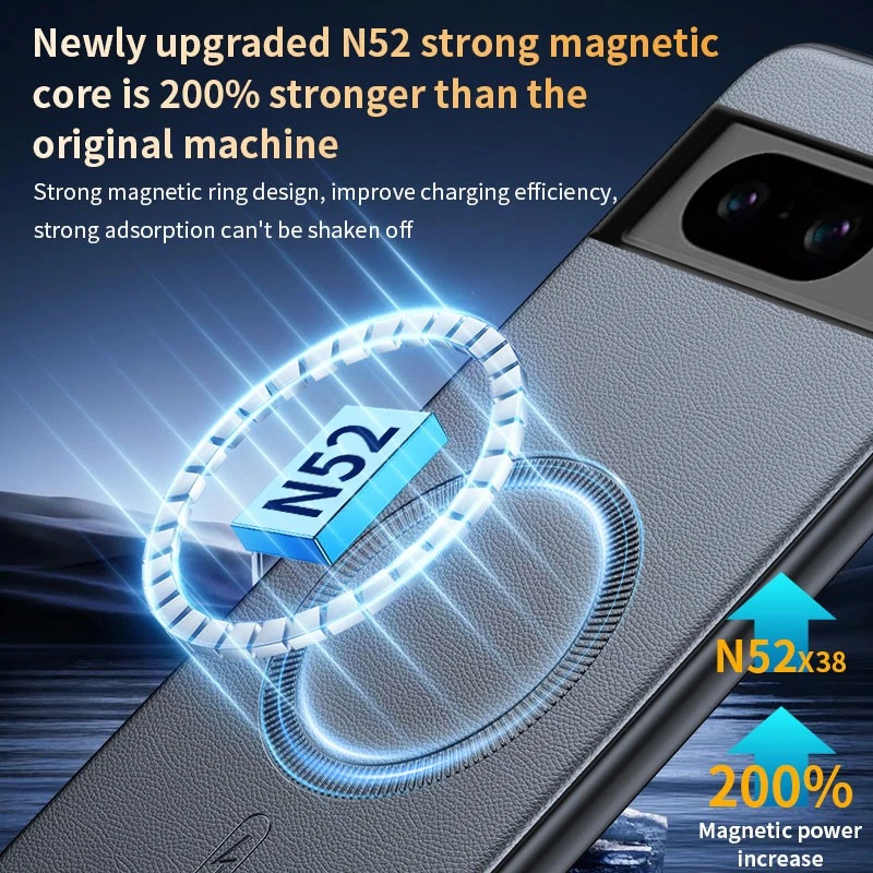 For Google Pixel 8a, Phone Case Magnetic Wireless Charge PU Leather Soft Cover - Image 3 of 4