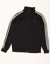 ADIDAS Womens Tracksuit Top Jacket UK 8/10 Small Black MF01