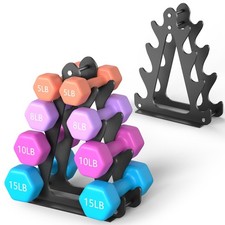 4-Tier Dumbbell Rack for 1-15 lb Weights Dumbbell Rack Stand Only Holds 5 P...
