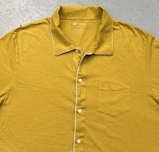 Todd Snyder Shirt Mens 2XL Yellow Premium Jersey Short Sleeve Button USA Made