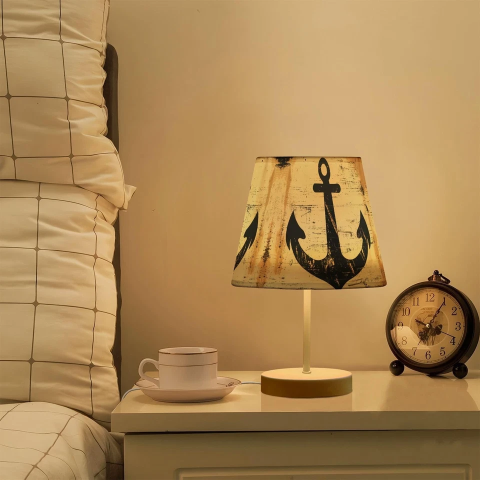 Lámpara de mesa LED regulable de 3 colores, ancla náutica vintage sobre madera grande 12"... Foto 3 de 4