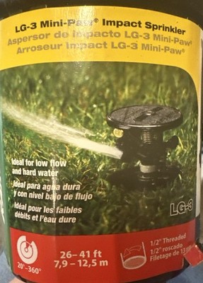 New Rain Bird MINI-PAW LG-3 Pop-Up Impulse Sprinkler 26-41 Ft Radius 1/2'' Thread