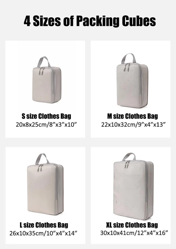 4-teiliges Kompressions-Verpackungswürfel-Set für Koffer, erweiterbare Reiseg... - Bild 2 von 4