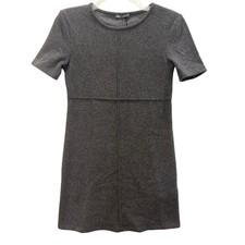 Zara Womens Grey Short Sleeve Seam Detail Knit Mini Dress Size Small