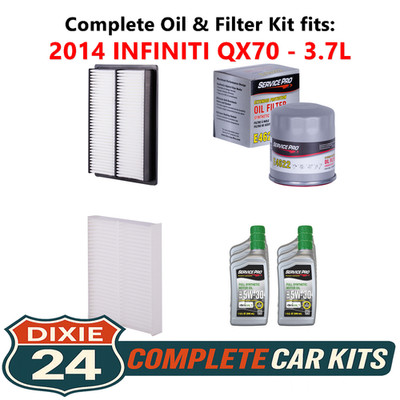 2014 INFINITI QX70 3.7L Complete Oil, Air & Cabin Filter Kit (5W-30)