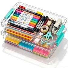 6 Qt Clear Plastic Storage Bins Containers with Lids, Arts Crafts Organizers ...