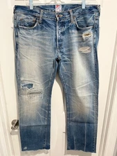 $879 PRPS JAPAN P45P21X BARRACUDA VINTAGE 5 YEARS JEANS 34 W36X31L EUC UNHEMMED!