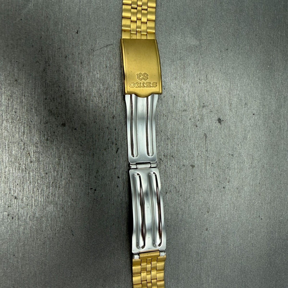 小物 Dong3s Seiko SQ Bracelet 20mm Stainless Steel Gold Tone Tri Folding Clasp
