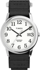 Timex Men's Easy Reader Watch 35mm, Black/Silver-Tone/White/E/35mm 
