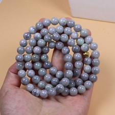 740 mm Certified Green Natural Grade A jadeite 10 mm Bead Necklace 27928a