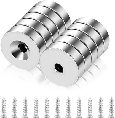 10 Stück Neodym Magnete, Magnete Extra Stark mit Loch, Senkkopf Rundmagne Magnet