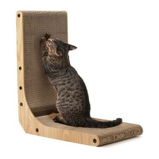 18.7 Inch L Shape Cat Scratcher Scratch Pad Wall Mount Cardboard Ball Toy