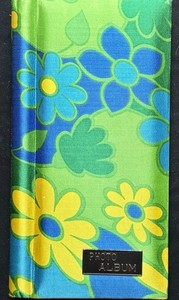 Vintage Photo Album vibrant floral Sateen fabric cover MCM Mint
