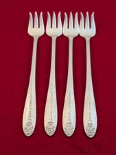 4pc National Silver Co. PRINCESS ROYAL Silverplate Cocktail/Seafood Forks 6"