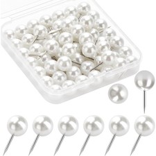Decorative Pearl White Push Pins and Thumb Tacks for Bulletin Board Cork Board