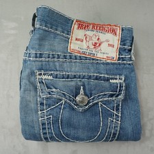 Jeans True Religion uomo 36x33 blu Joey Super T svasato effetto invecchiato Y2K made in USA