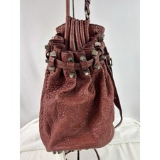Alexander Wang Luggage Burgundy Studded Bucket Bag Pockets Dividers Crossbody