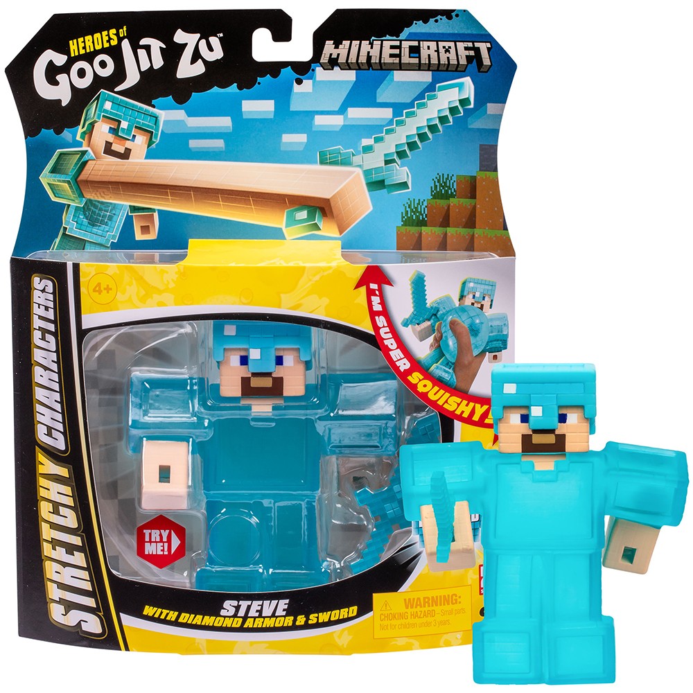 Heroes of Goo Jit Zu Minecraft Steve Stretchy Super Squishy Figure