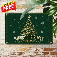 Golden Swirl Foil Style Holiday Door Decor Christmas Metal Tin Sign 8x12