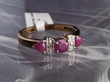 Sterling Silver 14K Gold Ruby Diamond Stateme...