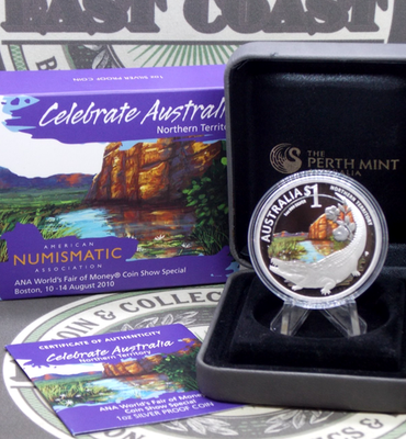 #ad #ad 2010 quot;Pquot; Australia Northern Territory *CROCODILE* 1oz .999 Silver Coin Box amp; COA $125.00
