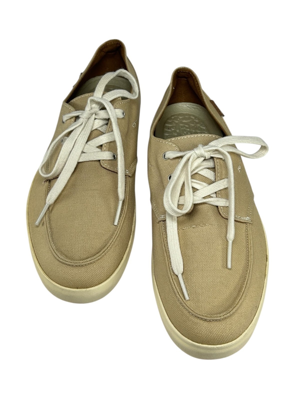 REEF Deckhand 2 Coastal Cruisers Sneakers Men Sz 8 Tan Canvas Foam Shoes Lace Up