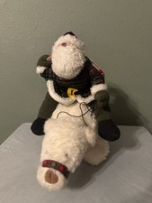 Santa Riding on a Polar Bear Gund Artic Adventure Christmas Decor 14 Inch long