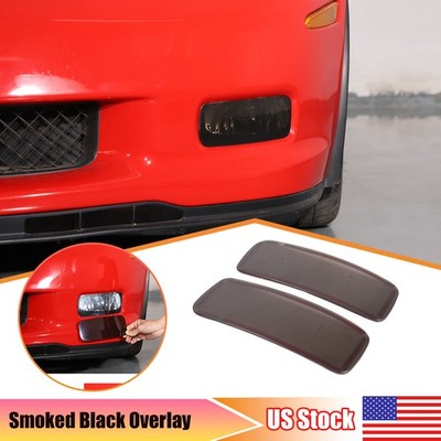 Smoked Blackout ABS Fog Light Overlay Cover For Corvette C6 2005-2013