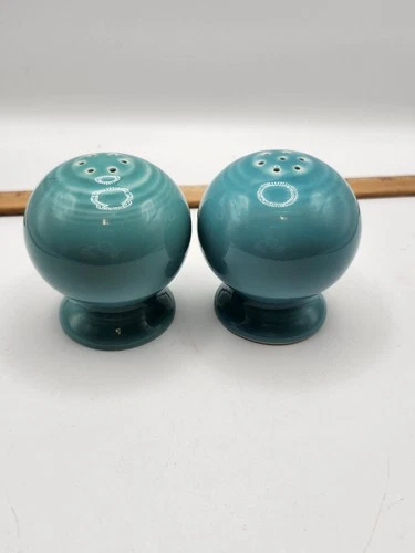 Fiesta Turquoise Ball Salt and Pepper Shaker Set With Rubber Stoppers