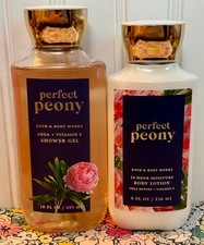 BATH BODY WORKS PERFECT PEONY SHOWER GEL 10oz BODY LOTION 8oz wash NEW