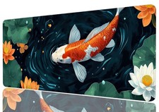 Koi Gaming Mouse Pad Fish Colorful Pond Lotu Leave XL Large Desk Mat Extended...