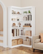 Large Corner Bookshelf 72.8" Corner Bookcase l Shape Bookshelf 5 Tier Bookcase