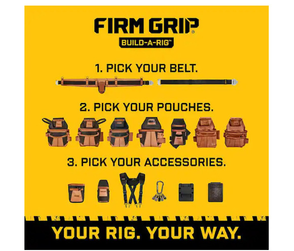 FIRM GRIP Build-A-Rig Padded Leather Tool Belt Size Large/XLarge
