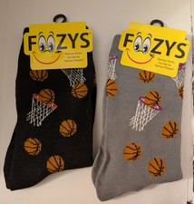 2 NEW Pairs Foozys Basketball Sports Print Women's Or Boys Novelty Fun Socks