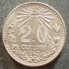 Photo of a 1942 Mexico 20 Centavos Silver from an eBay listing that sold on Jul 11, 2026