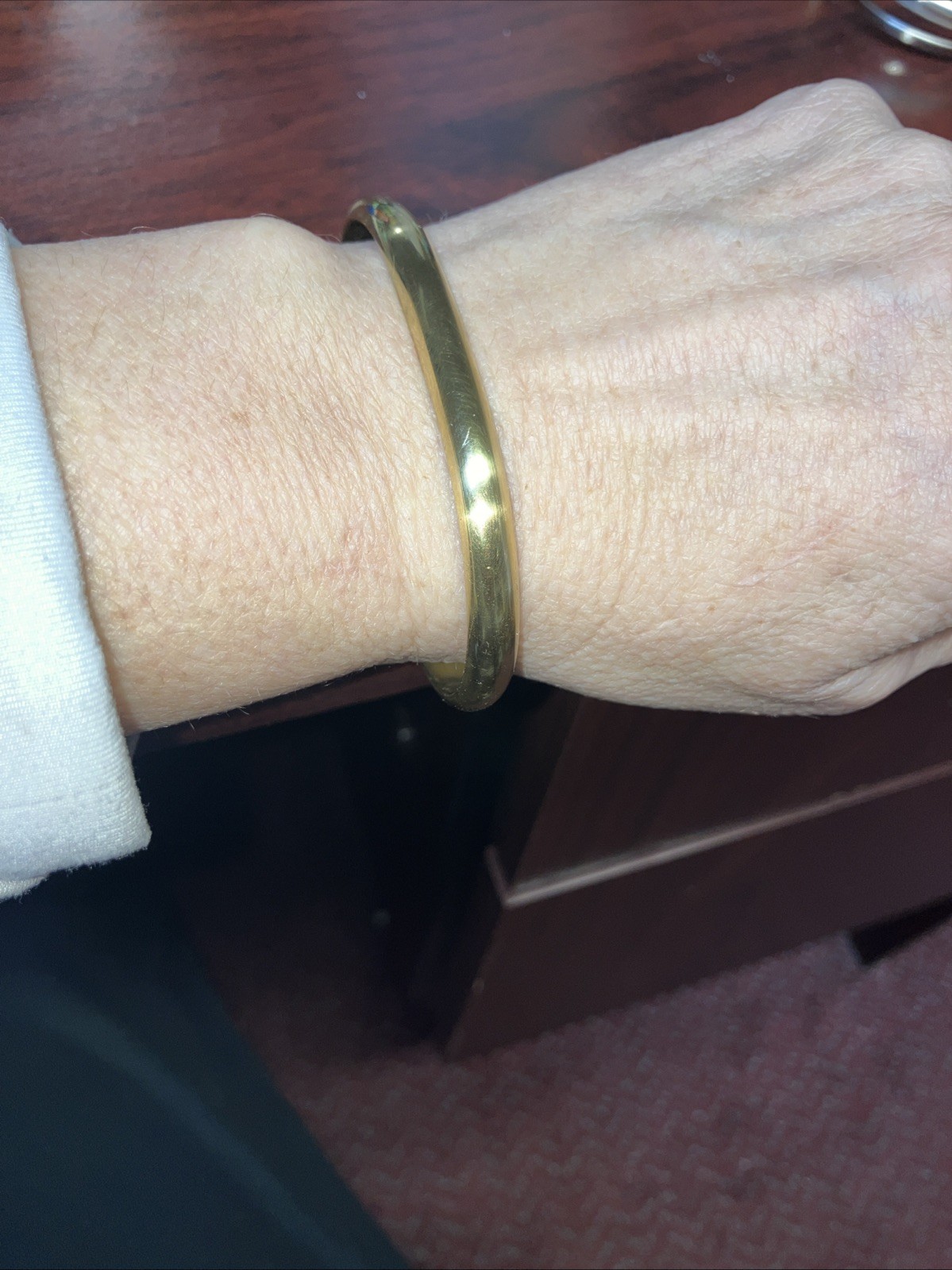 Handwrought Solid Brass Bracelet, Signed - image 1