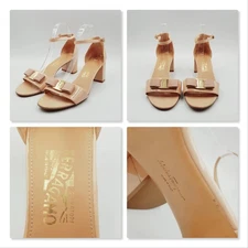 SALVATORE FERRAGAMO Womens US 10 Patent Leather Gavina City Sandals Heels Shoes