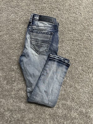 Rock Revival Womens Moto Moon Jeans Skinny Womens Embroidered Thick Stitch 29