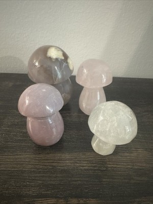 Mixed Crystal Mushroom Carvings 2 -3  (Set Of 4)