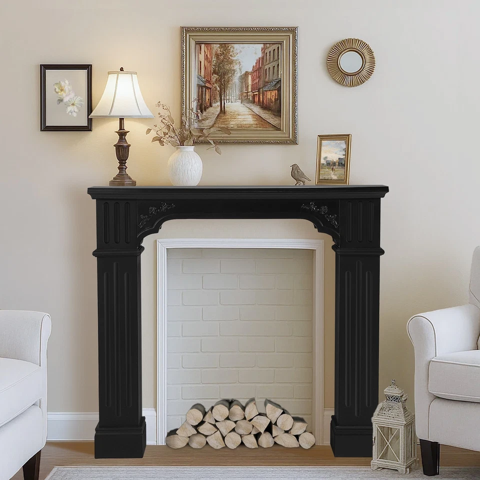 Modern Fireplace Mantel Freestanding Surrounds Mantel for Fireplace, Waterproof - Image 2 of 2