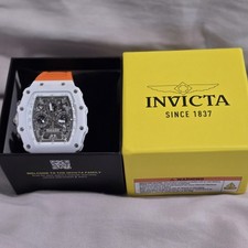 Invicta Activa Chronograph Orange Silicone Band White Case Analog Wristwatch