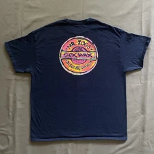Mr. Zogs Sex Wax T Shirt Mens Size XL Navy Blue Short Sleeve Surf Surfing Beach