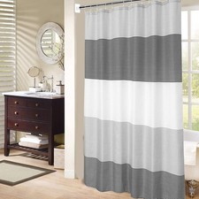 Shower Curtain Black and Grey, Shower Curtain for Men Bathroom White Neutral ...