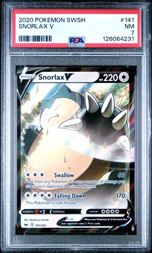 2020 POKEMON SWORD & SHIELD #141 SNORLAX V PSA 7