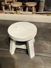 Small 3 Legged painted Distressed, Wooden Stool home decor ideal for plant stand