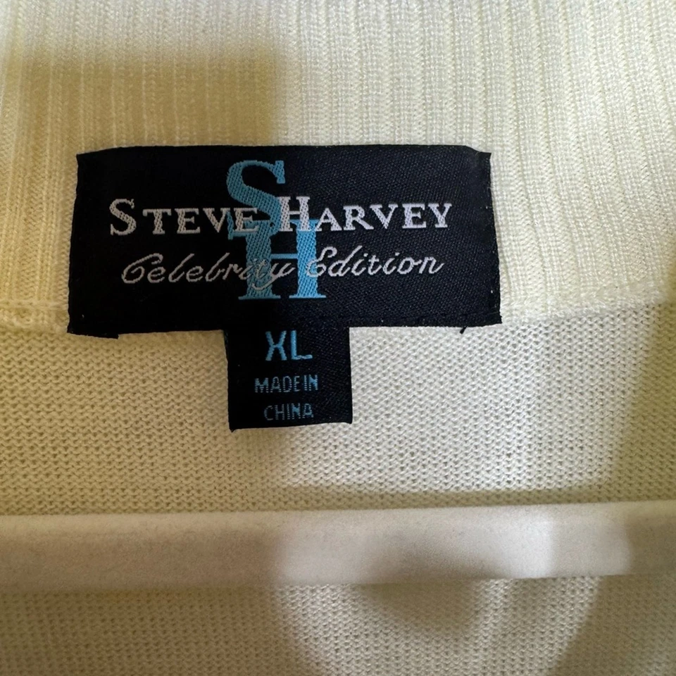 Suéter Steve Harvey Edición Celebridad Crema 1/4 Cremallera Texturizado Detalle Rayas Nuevo con Etiquetas Foto 2 de 4
