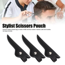 3PCS Stylist Scissors Pouch Minimalist Artificial Leather Barber Hair Shears Bag