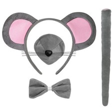 Animal Costume Set Ears Headband Nose Tail Bow Tie For Cosplay Party Dress Up